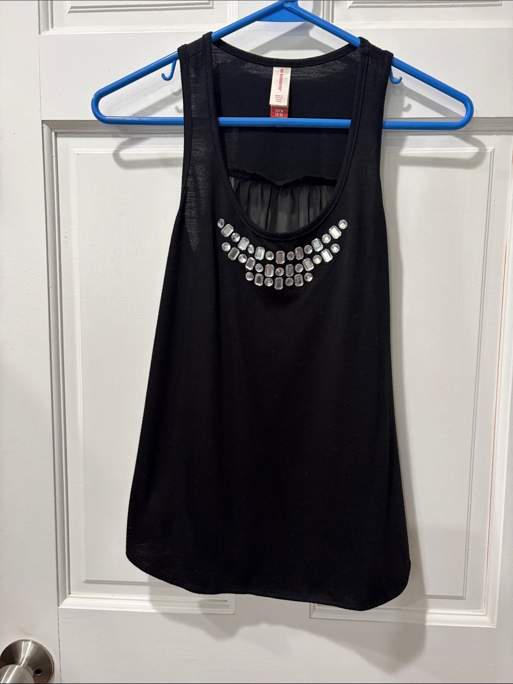 No Boundaries Black Tank with Silver Gem Accents